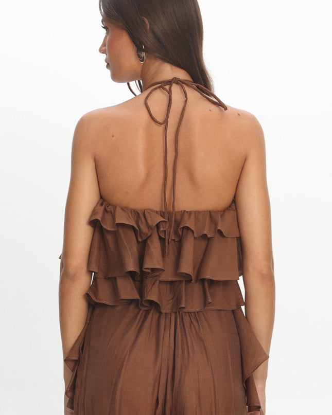 Chocolate Tiered Ruffle Top