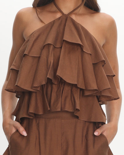 Chocolate Tiered Ruffle Top