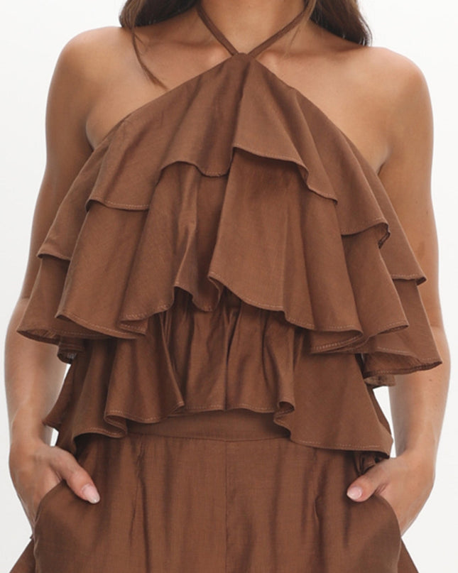 Chocolate Tiered Ruffle Top