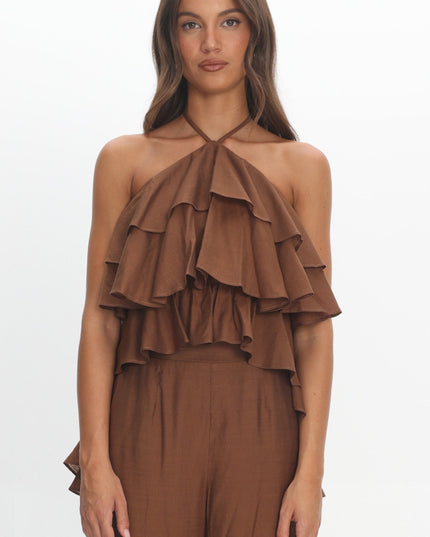 Chocolate Tiered Ruffle Top