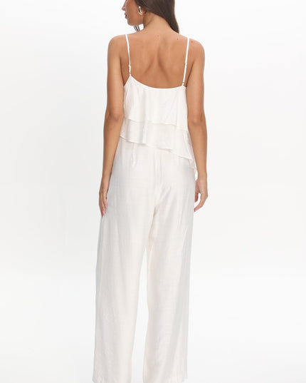 Off White Asymmetric Ruffle Jumpsuit