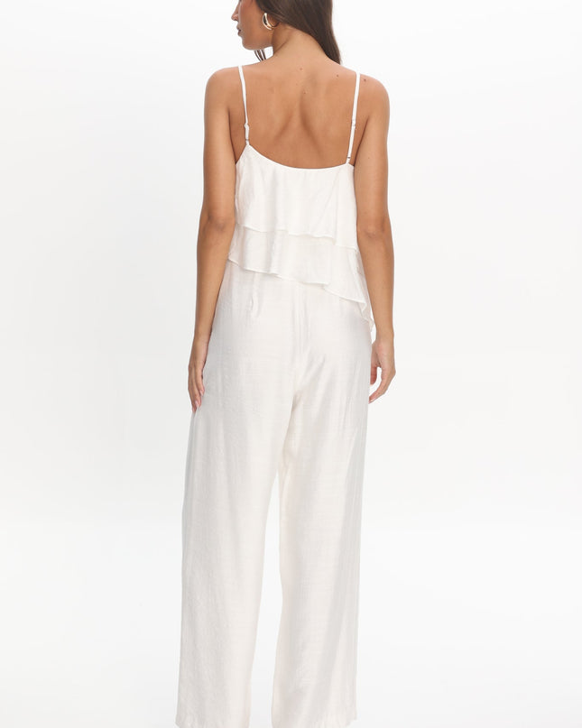Off White Asymmetric Ruffle Jumpsuit