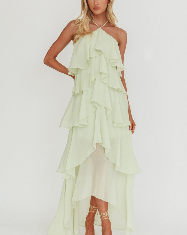 Sage Tiered Ruffle Maxi Dress