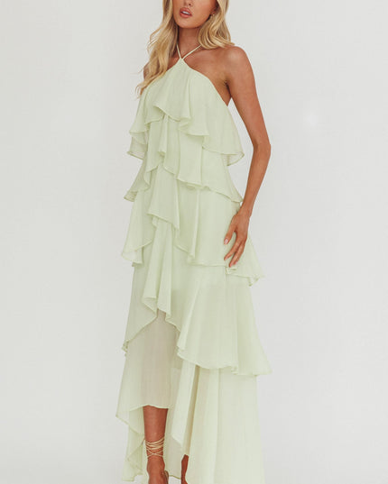 Sage Tiered Ruffle Maxi Dress