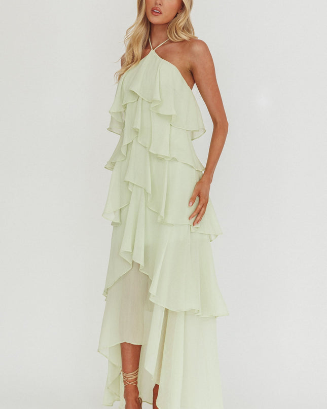 Sage Tiered Ruffle Maxi Dress