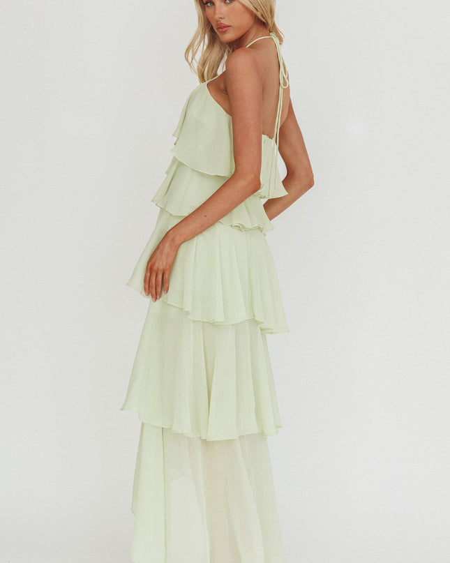 Sage Tiered Ruffle Maxi Dress