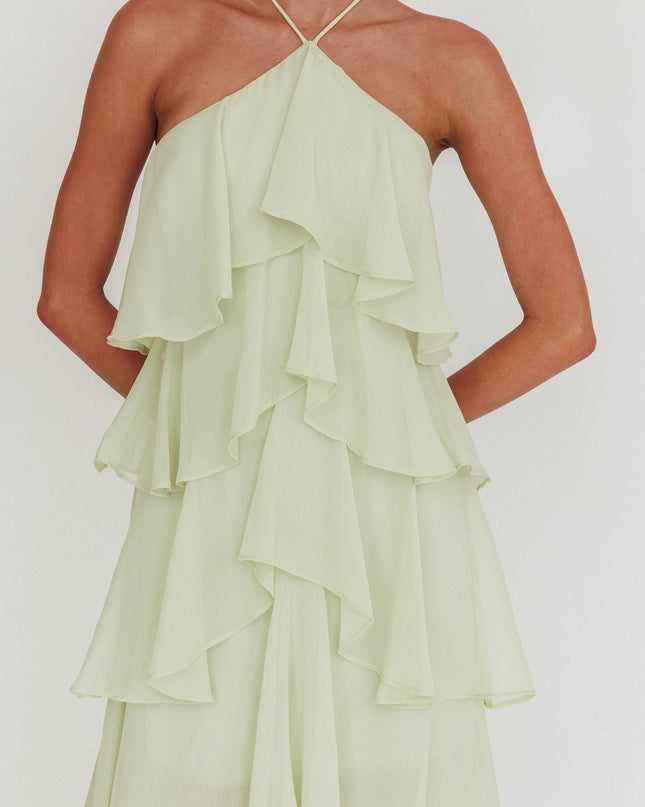 Sage Tiered Ruffle Maxi Dress