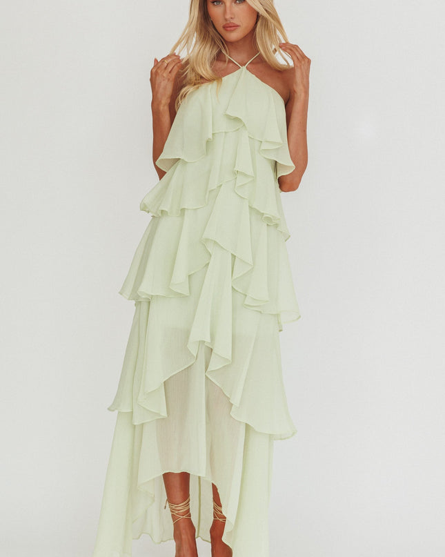 Sage Tiered Ruffle Maxi Dress