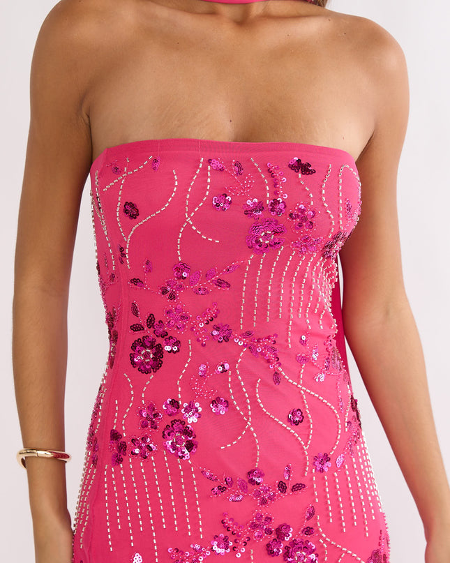 Plum Strapless Maxi Dress Sequin