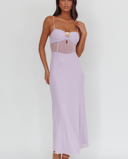 Lilac Libra Sheer Bodice Maxi Dress