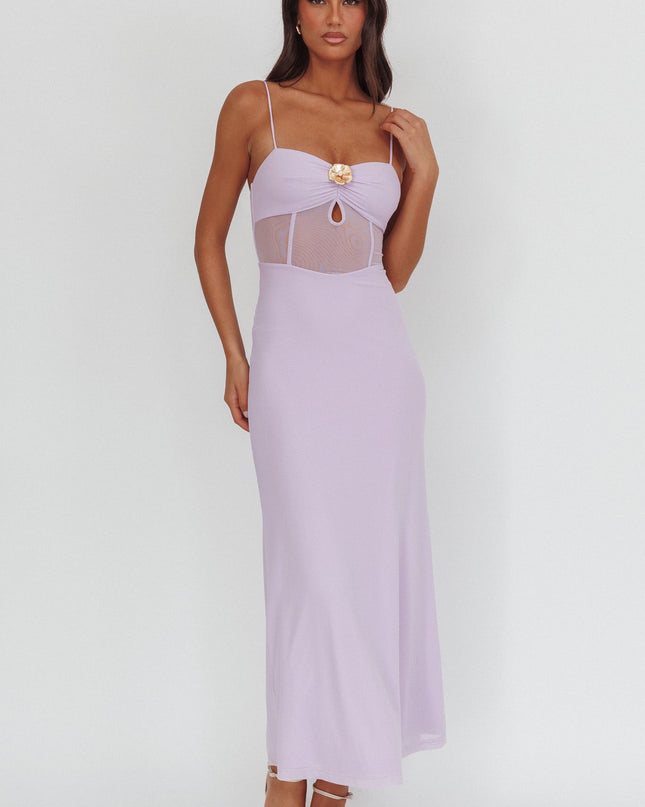 Lilac Libra Sheer Bodice Maxi Dress
