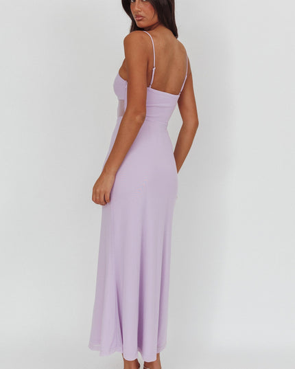 Lilac Libra Sheer Bodice Maxi Dress