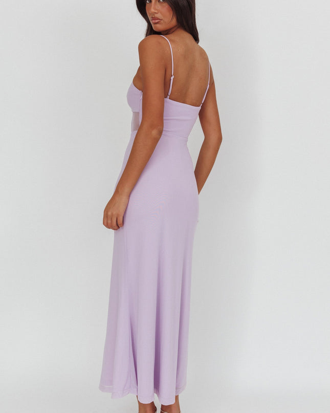 Lilac Libra Sheer Bodice Maxi Dress