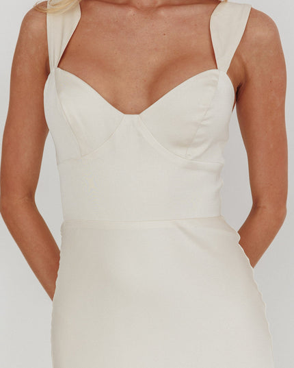 Cream Layered Mermaid Hem Maxi Dress