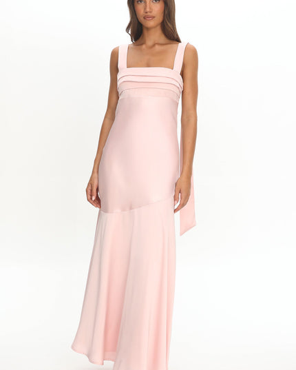 Pink Pleat bust Maxi Dress