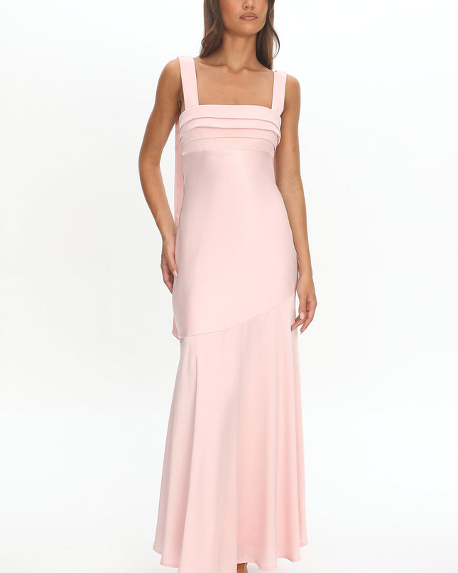 Pink Pleat bust Maxi Dress