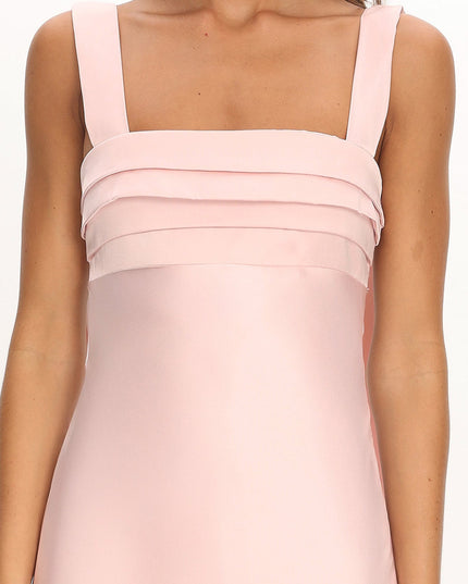 Pink Pleat bust Maxi Dress