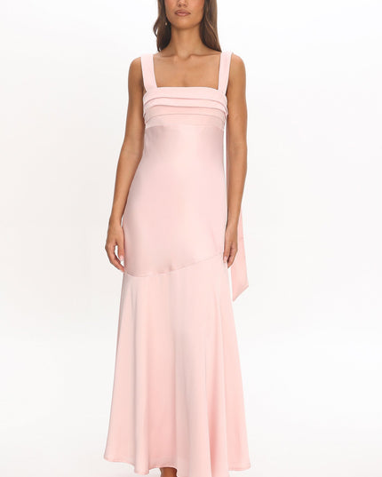 Pink Pleat bust Maxi Dress