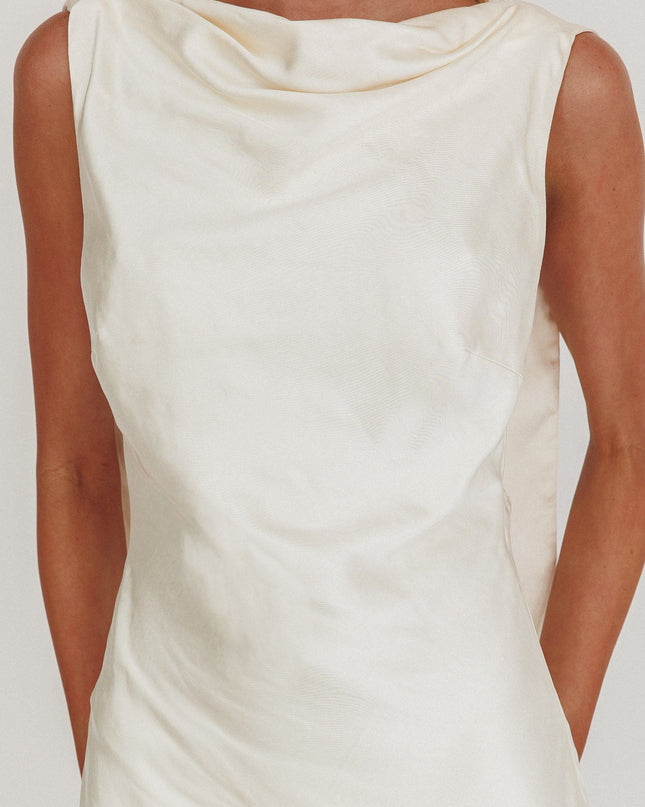Cream Cowl Neck Backless Maxi Dress