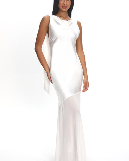 Oyster Cowl Neck Backless Maxi Dress