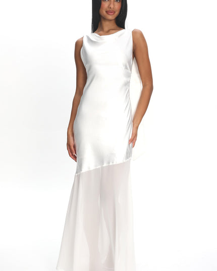 Oyster Cowl Neck Backless Maxi Dress
