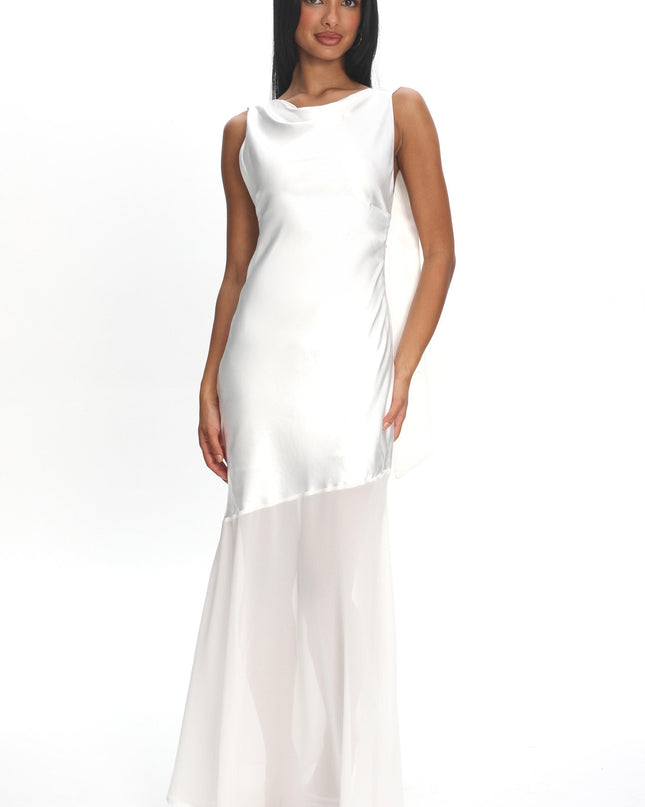Oyster Cowl Neck Backless Maxi Dress