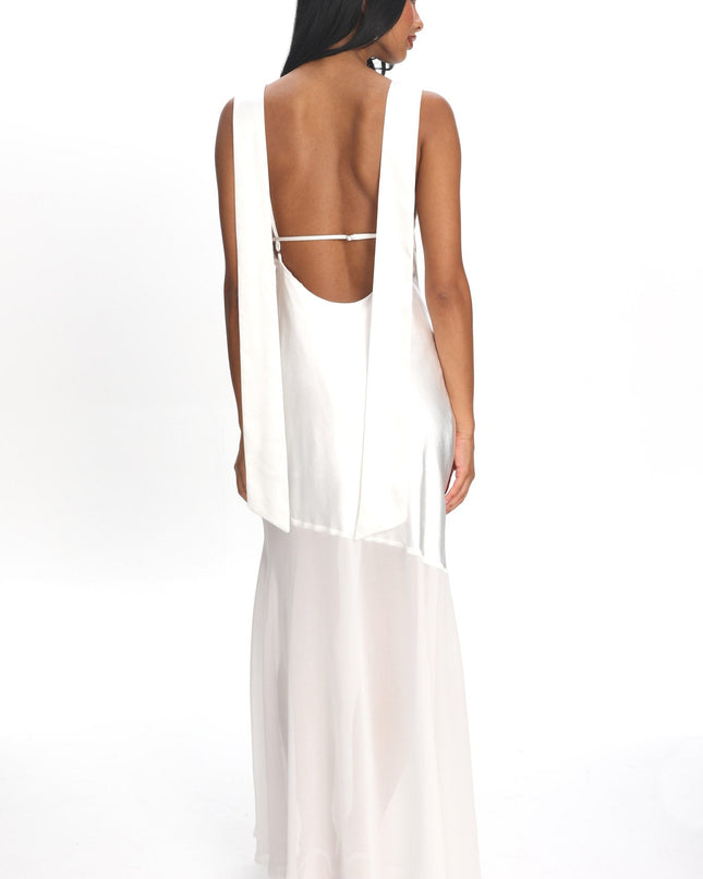 Oyster Cowl Neck Backless Maxi Dress