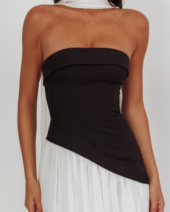Black/White Contrast Bodice Maxi Dress