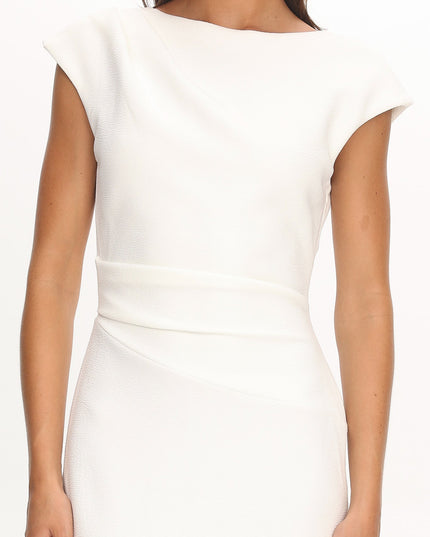 White Cap Sleeve Surplice Back Maxi Dress
