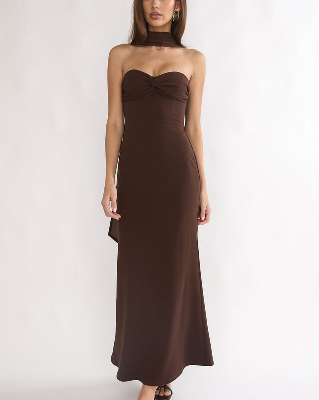 Chocolate Night Twist Bust Maxi Dress