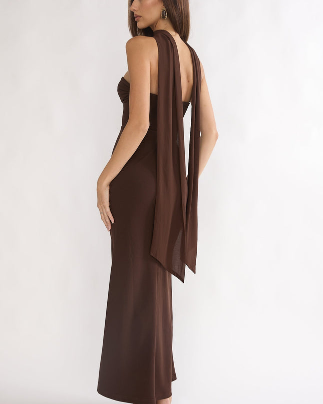 Chocolate Night Twist Bust Maxi Dress