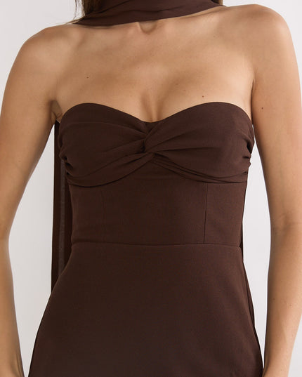 Chocolate Night Twist Bust Maxi Dress