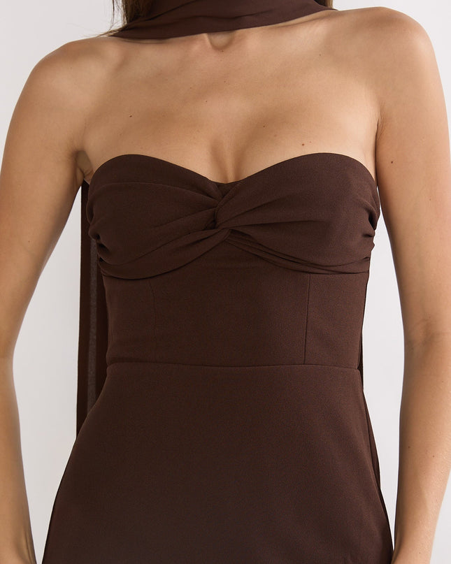 Chocolate Night Twist Bust Maxi Dress