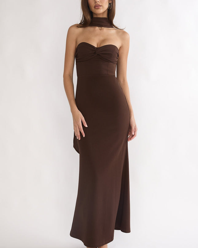 Chocolate Night Twist Bust Maxi Dress