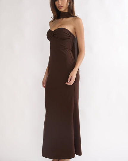 Chocolate Night Twist Bust Maxi Dress