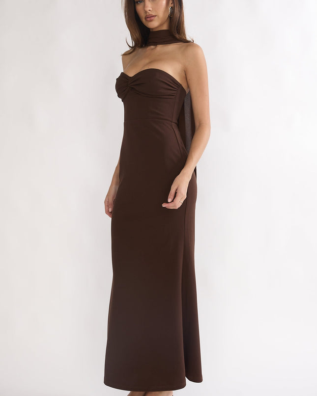 Chocolate Night Twist Bust Maxi Dress