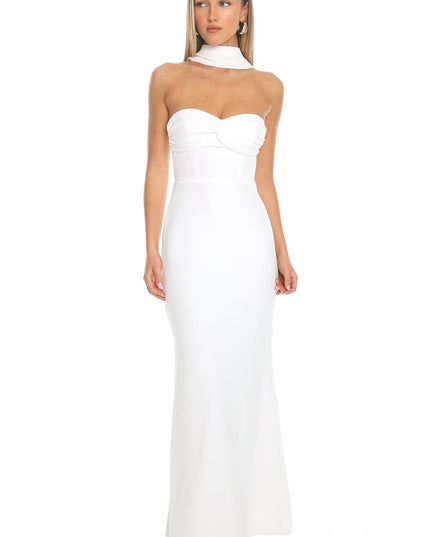 White Night Twist Bust Maxi Dress