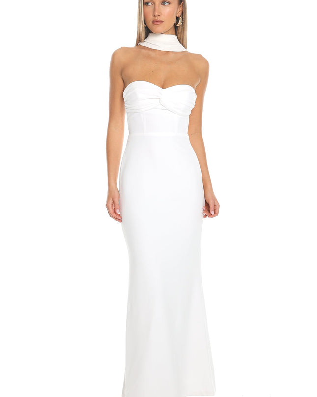 White Night Twist Bust Maxi Dress