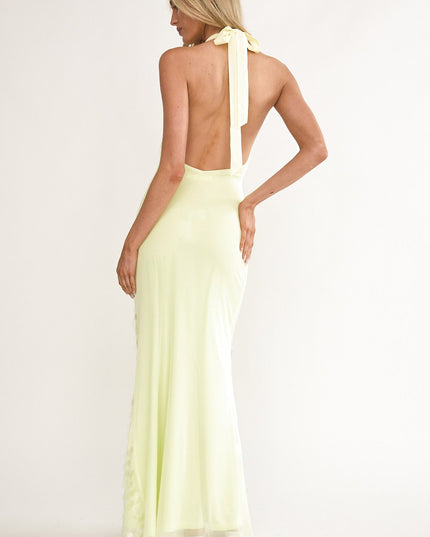 Butter Asymmetric Halterneck Sequin Maxi Dress