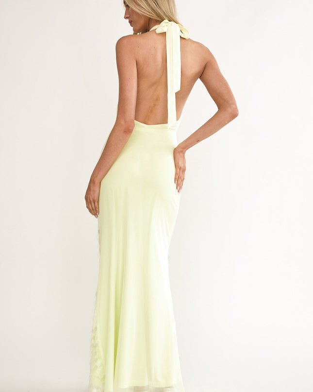 Butter Asymmetric Halterneck Sequin Maxi Dress