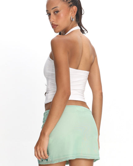 Mint Sequin Mini Skirt Floral