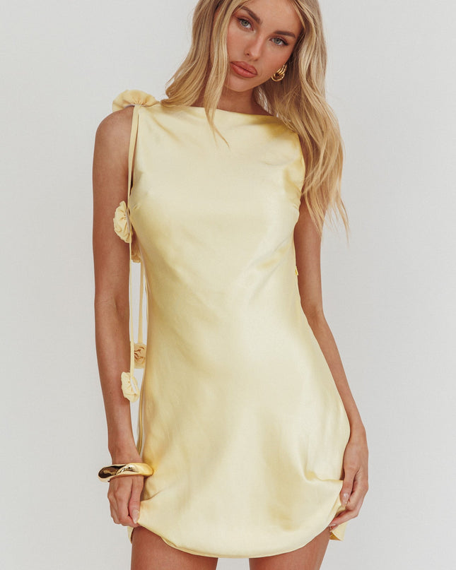 Butter Backless Rosette String Mini Dress