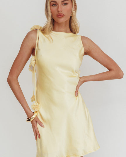 Butter Backless Rosette String Mini Dress