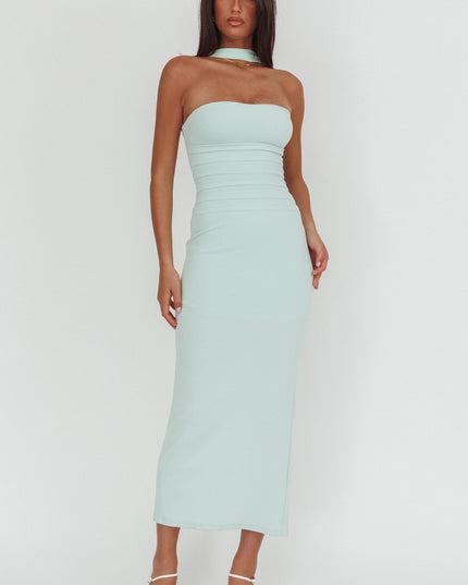 Mint Reverse Halter Maxi Dress