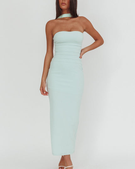 Mint Reverse Halter Maxi Dress