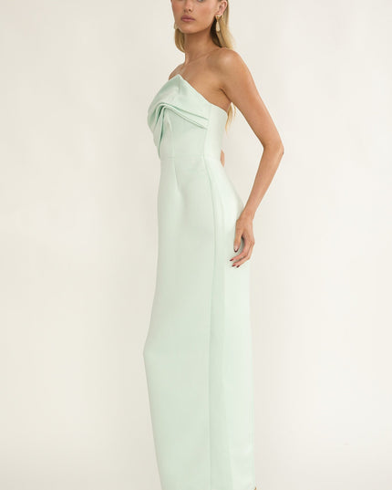 Mint Sky Strapless Pleat Bust Maxi Dress