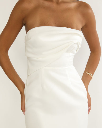 White Sky Strapless Pleat Bust Maxi Dress