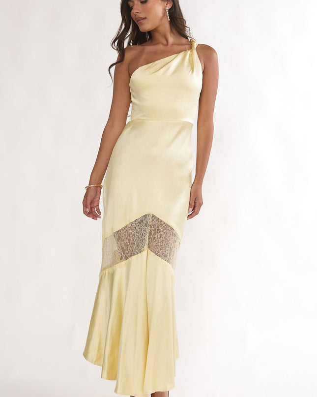 Butter Lace Trim One-Shoulder Maxi Dress