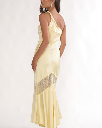 Butter Lace Trim One-Shoulder Maxi Dress