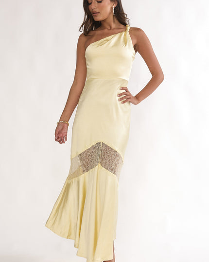 Butter Lace Trim One-Shoulder Maxi Dress